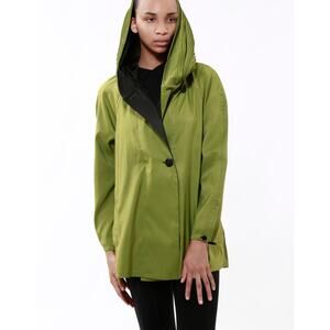 MYCRA PAC Donatella Packable Hooded Waterpoof Reversible Green Black Coat 2 M 
L
